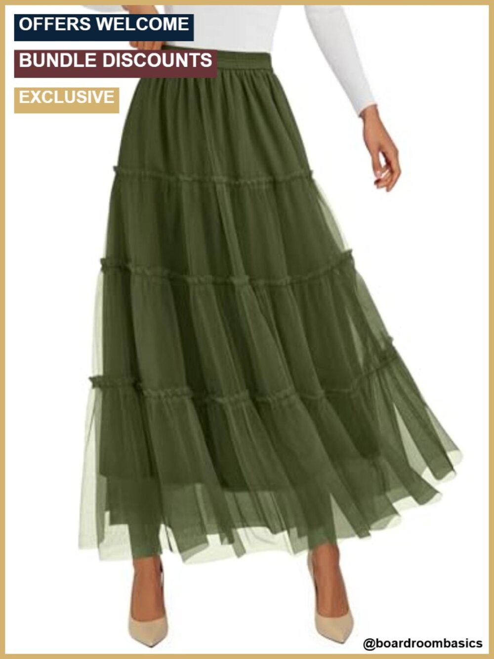 Women's Tulle Tiered Maxi Skirt A-Line High Waist Casual Fall